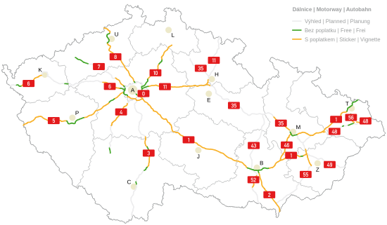 Map of motorway network